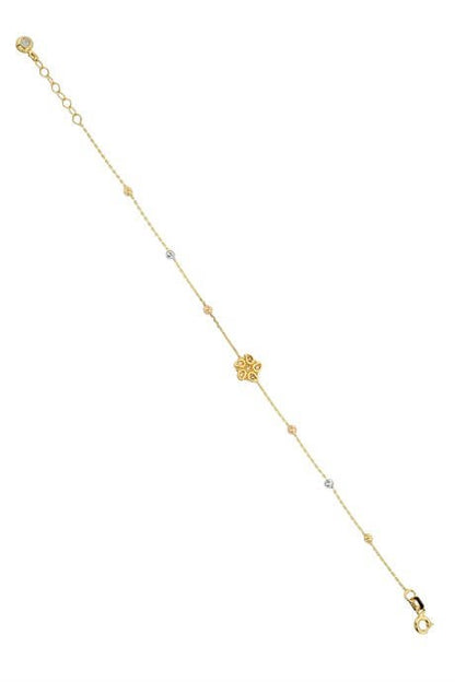 Solid Gold Dorica Beaded Flower Bracelet | 14K (585) | 1.56 gr