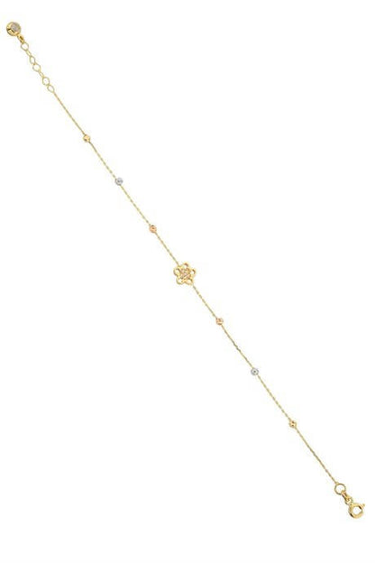 Solid Gold Dorica Beaded Flower Bracelet | 14K (585) | 1.36 gr