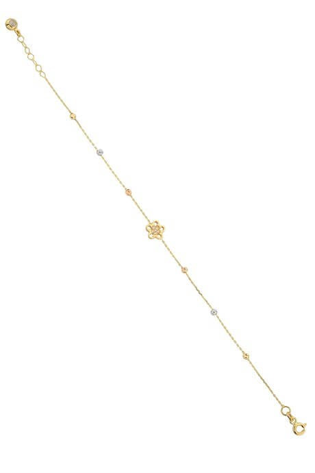 Bracelet fleur perlée Dorica en or massif | 14K (585) | 1,36 g