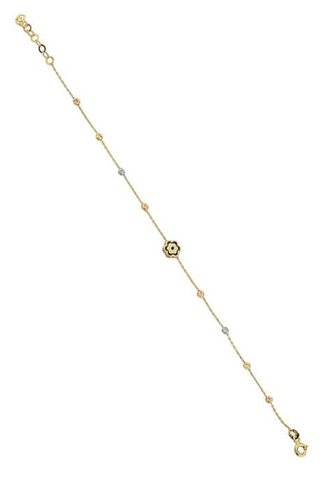 Pulsera de flor con cuentas Dorica de oro macizo | 14K (585) | 1,38 gramos