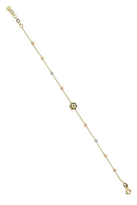 Solid Gold Dorica Beaded Flower Bracelet | 14K (585) | 1.38 gr