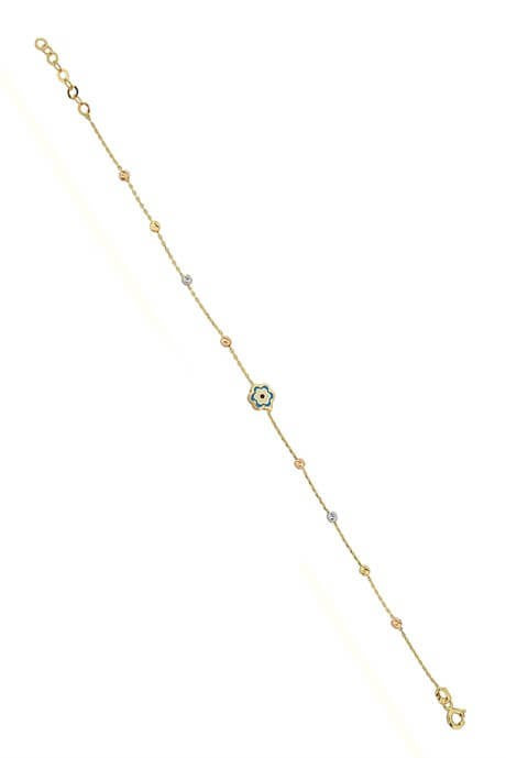 Solid Gold Dorica Beaded Flower Bracelet | 14K (585) | 1.37 gr