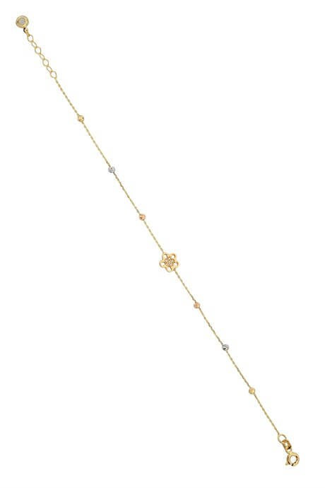 Solid Gold Dorica Beaded Flower Bracelet | 14K (585) | 1.36 gr