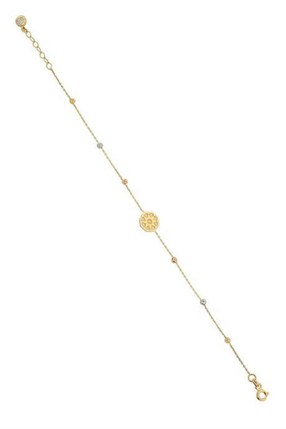 Pulsera de flor con cuentas Dorica de oro macizo | 14K (585) | 1,70 gramos