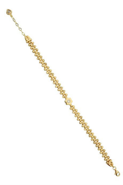 Bracelet fleur perlée Dorica en or massif | 14K (585) | 7.10 gr