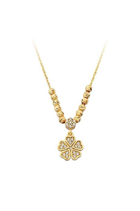 Collar de flores con cuentas Dorica de oro macizo | 14K (585) | 2,28 gramos