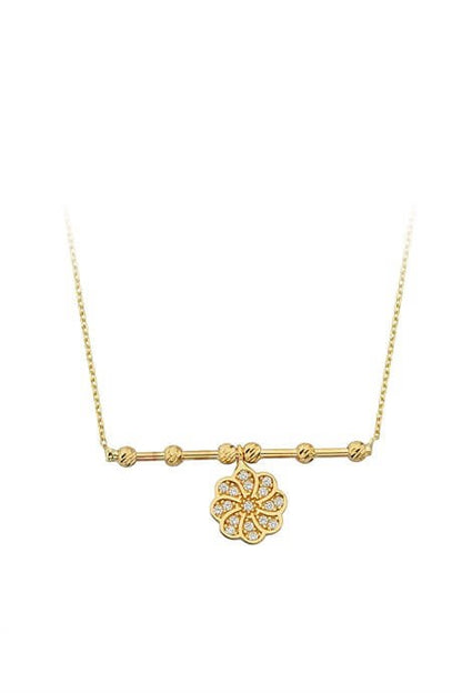 Solid Gold Dorica Beaded Flower Necklace | 14K (585) | 2.11 gr