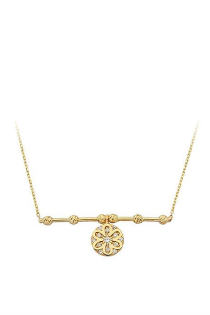 Solid Gold Dorica Beaded Flower Necklace | 14K (585) | 2.21 gr