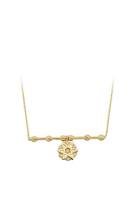 Solid Gold Dorica Beaded Flower Necklace | 14K (585) | 2.05 gr