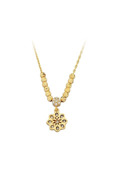 Solid Gold Dorica Beaded Flower Necklace | 14K (585) | 2.15 gr