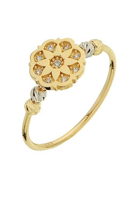 Solid Gold Dorica Beaded Flower Ring | 14K (585) | 1.58 gr