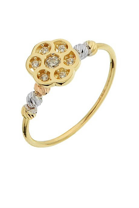Solid Gold Dorica Beaded Flower Ring | 14K (585) | 1.55 gr