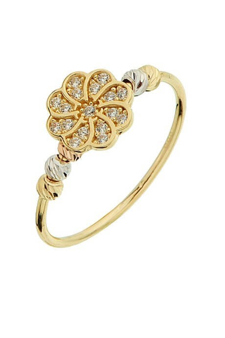 Solid Gold Dorica Beaded Flower Ring | 14K (585) | 1.40 gr