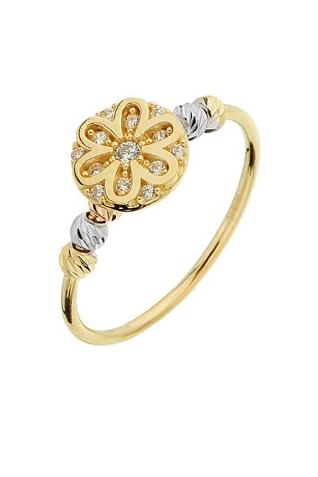 Solid Gold Dorica Beaded Flower Ring | 14K (585) | 1.51 gr