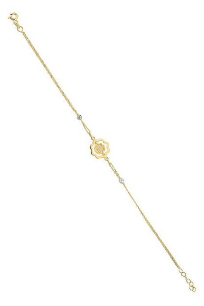 Pulsera de flor con cuentas Dorica de oro macizo | 14K (585) | 1,83 gramos