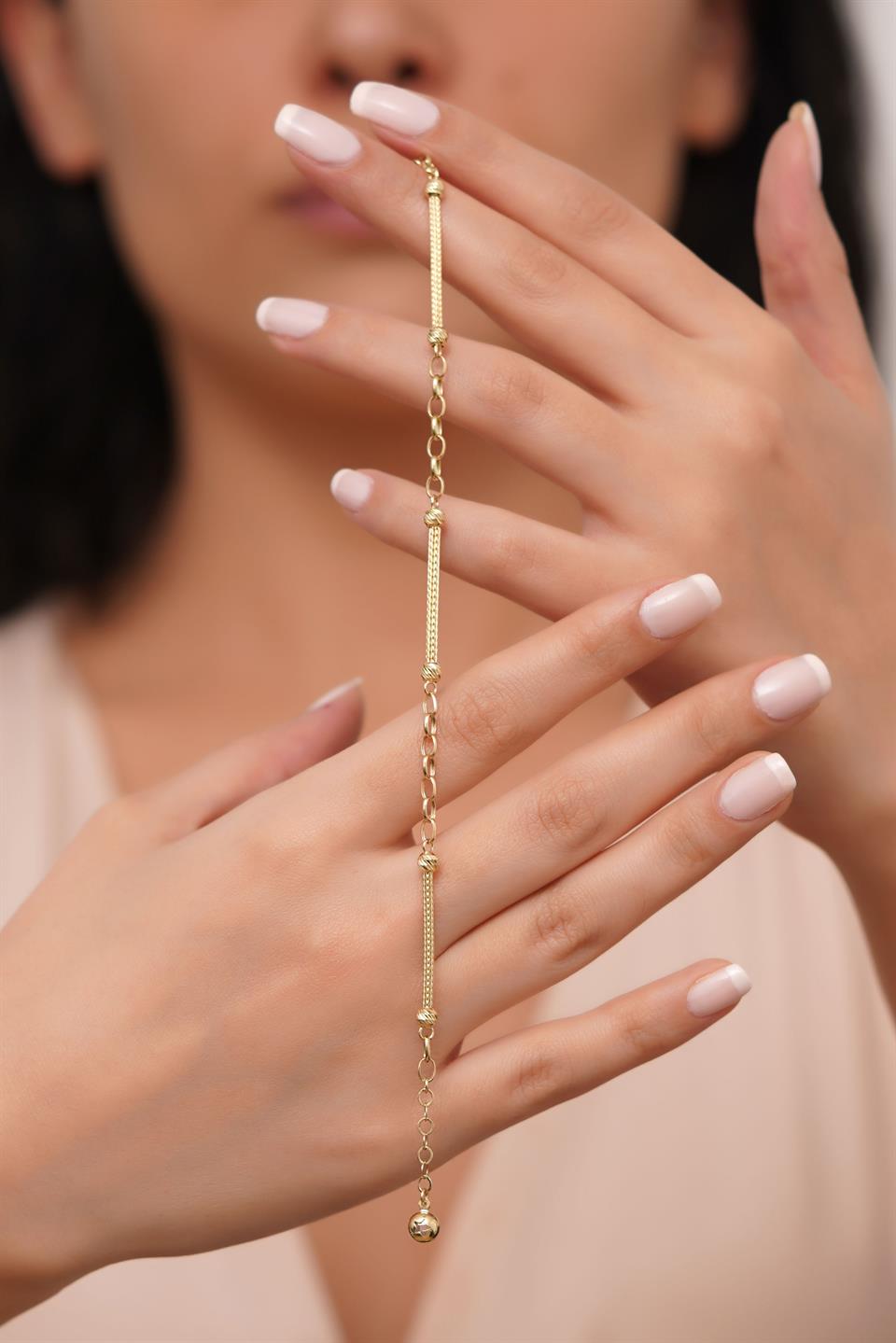 Pulsera de palo con cuentas Dorica de oro macizo