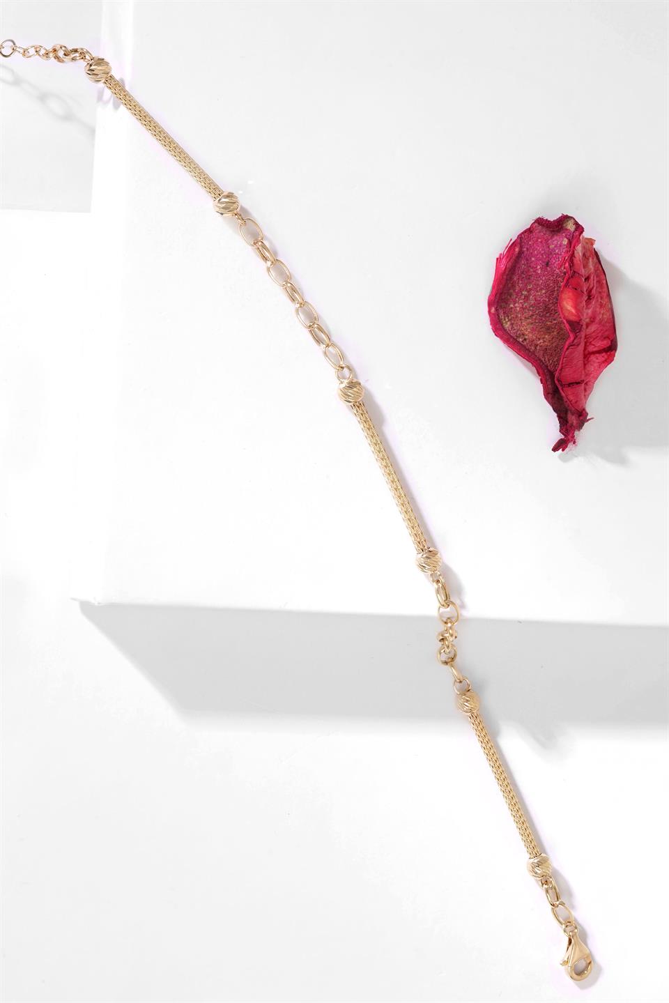 Pulsera de palo con cuentas Dorica de oro macizo