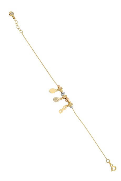 Solid Gold Dorica Beaded Drop And Infinity With Figure Bracelet | 14K (585) | 2.63 gr