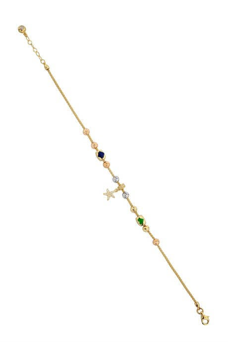Solid Gold Dorica Beaded Starfish Bracelet | 14K (585) | 4.46 gr