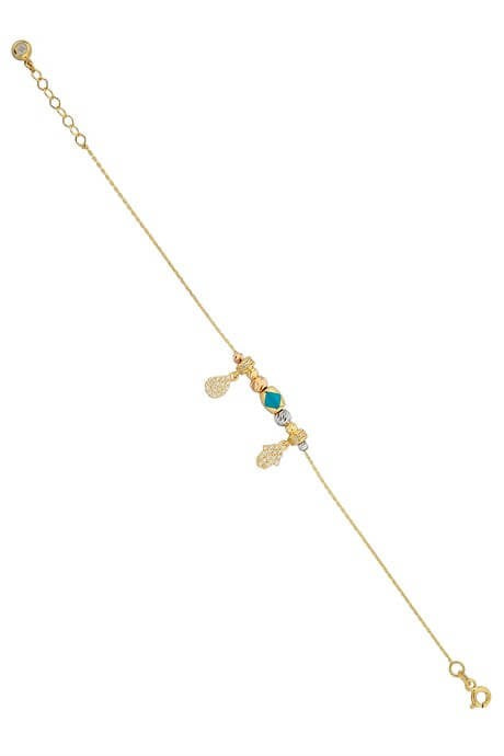 Bracelet goutte main de Fatima (Hamsa) perlé Dorica en or massif | 14K (585) | 3,04 grammes