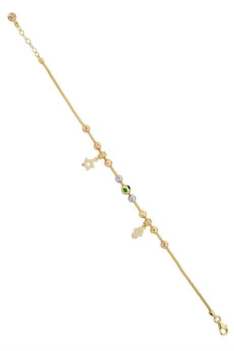 Bracelet main de Fatima (Hamsa) perlé Dorica en or massif | 14K (585) | 4,19 grammes