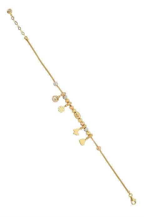Bracelet en or massif avec perles Dorica et figurine | 14K (585) | 6,12 grammes