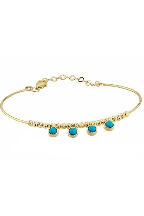 Bracelet en or massif avec pierres précieuses turquoise perlée Dorica | 14K (585) | 3,63 grammes