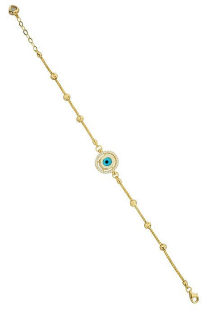 Pulsera de ojo con cuentas Dorica de oro macizo | 14K (585) | 3,89 gramos