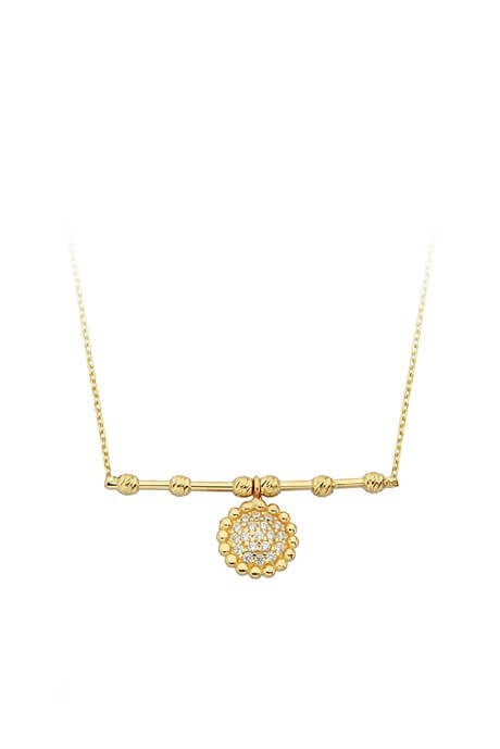 Collar de sol con cuentas Dorica de oro macizo | 14K (585) | 1,80 gramos