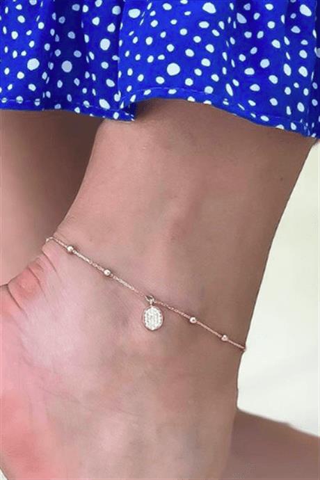 Solid Gold Dorica Beaded Anklet Bracelet | 14K (585) | 1.98 gr