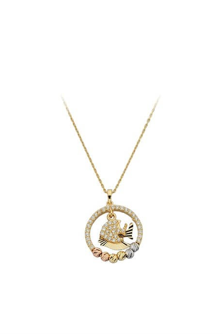 Solid Gold Dorica Beaded Circle Fish Necklace | 14K (585) | 2.49 gr