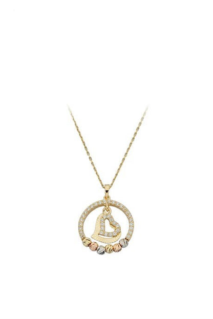 Solid Gold Dorica Beaded Circle Heart Necklace | 14K (585) | 2.13 gr