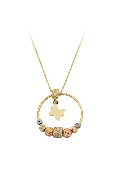 Collier papillon en cercle de perles Dorica en or massif | 14K (585) | 2,48 grammes