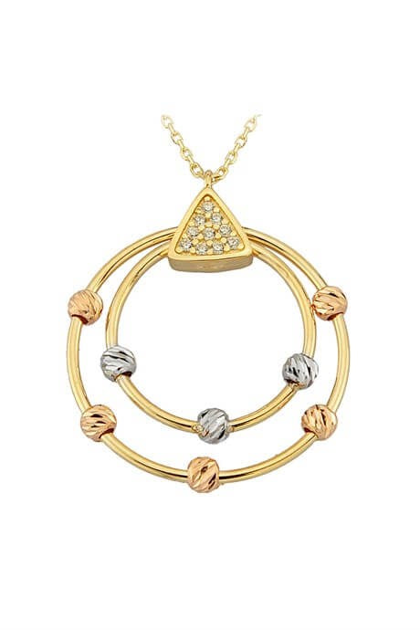 Solid Gold Dorica Beaded Circle Necklace | 14K (585) | 2.40 gr