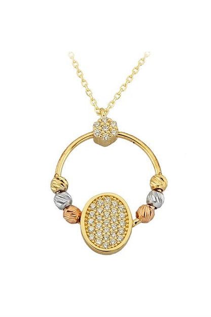 Solid Gold Dorica Beaded Circle Necklace | 14K (585) | 2.25 gr