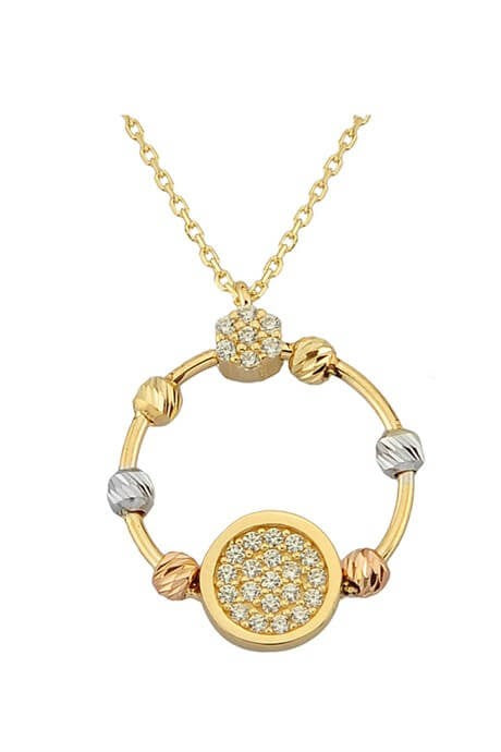 Solid Gold Dorica Beaded Circle Necklace | 14K (585) | 2.17 gr