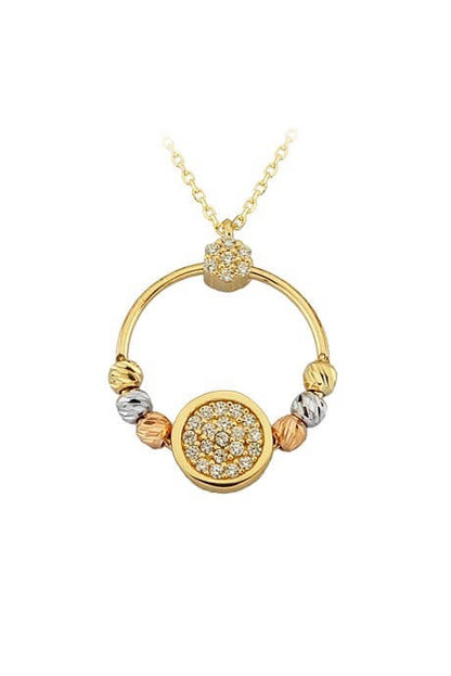 Solid Gold Dorica Beaded Circle Necklace | 14K (585) | 2.20 gr