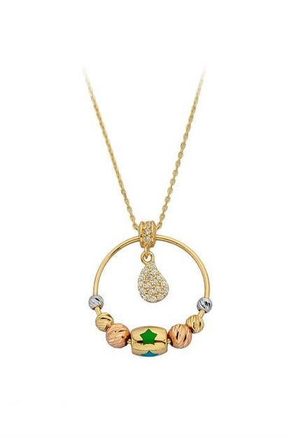 Solid Gold Dorica Beaded Circle Necklace | 14K (585) | 3.40 gr