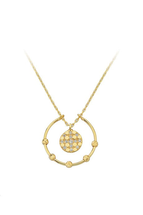 Solid Gold Dorica Beaded Circle Necklace | 14K (585) | 2.67 gr