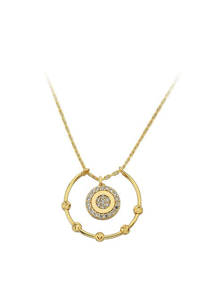 Solid Gold Dorica Beaded Circle Necklace | 14K (585) | 2.55 gr