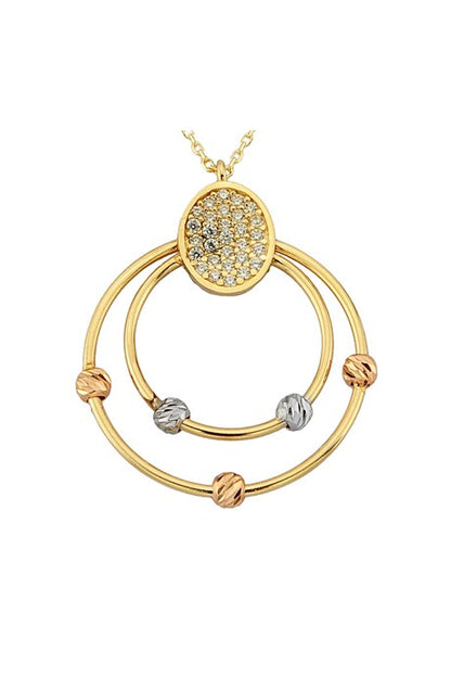 Solid Gold Dorica Beaded Circle Necklace | 14K (585) | 2.35 gr