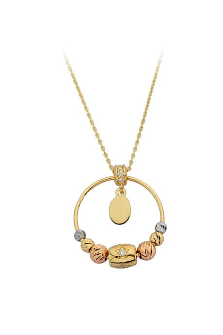 Solid Gold Dorica Beaded Circle Necklace | 14K (585) | 3.33 gr