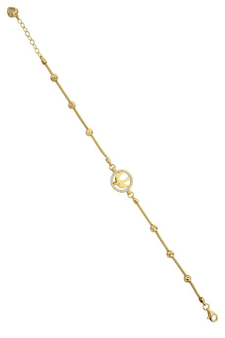 Solid Gold Dorica Beaded Circle Bird Bracelet | 14K (585) | 3.31 gr