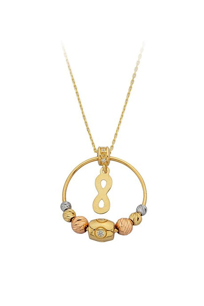 Solid Gold Dorica Beaded Circle Infinity Necklace | 14K (585) | 3.36 gr