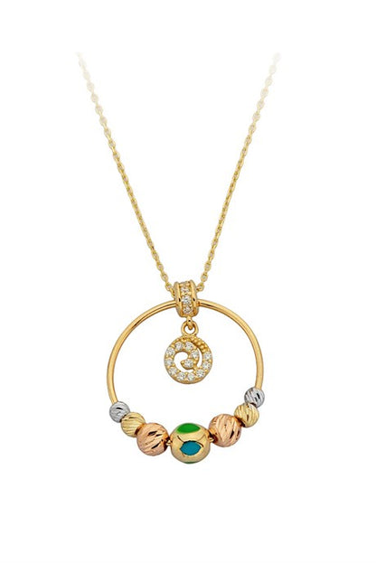 Collier en spirale de cercle de perles Dorica en or massif | 14K (585) | 3,10 grammes