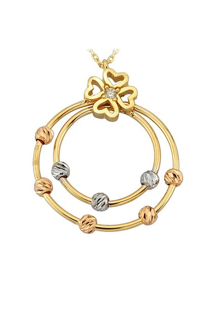 Collier de trèfle de cercle de perles Dorica en or massif | 14K (585) | 2,46 grammes