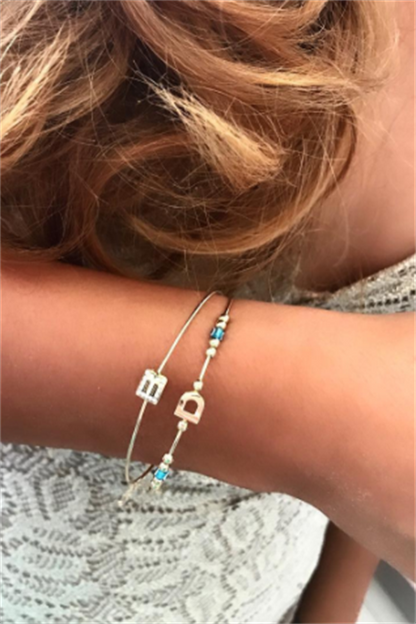 Solid Gold Dorica Beaded Initial Bracelet | 14K (585) | 5.32 gr