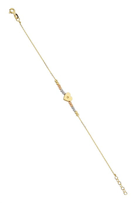 Solid Gold Dorica Beaded Heart Bracelet | 14K (585) | 1.59 gr