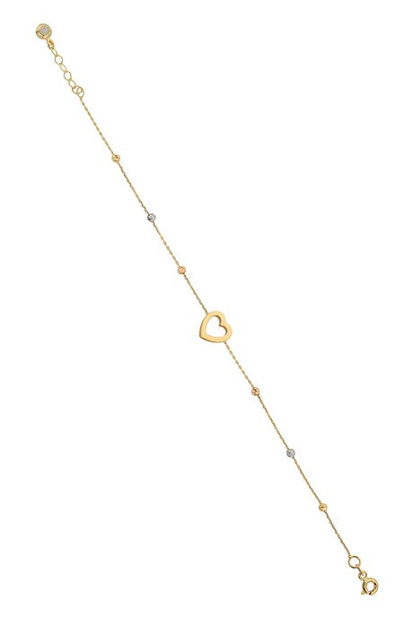 Solid Gold Dorica Beaded Heart Bracelet | 14K (585) | 1.55 gr
