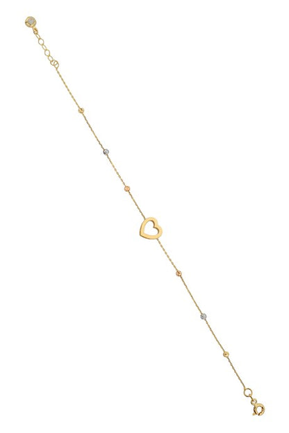 Solid Gold Dorica Beaded Heart Bracelet | 14K (585) | 1.55 gr